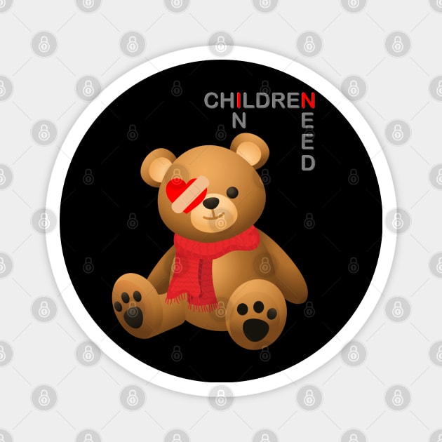 Children In Need,  Pudsey Bear, Tesco Pudsey Bear, Pudsey, Bear, Tesco, Tesco Bear, Tesco Pudsey, pudsey bear Magnet by DESIGN SPOTLIGHT